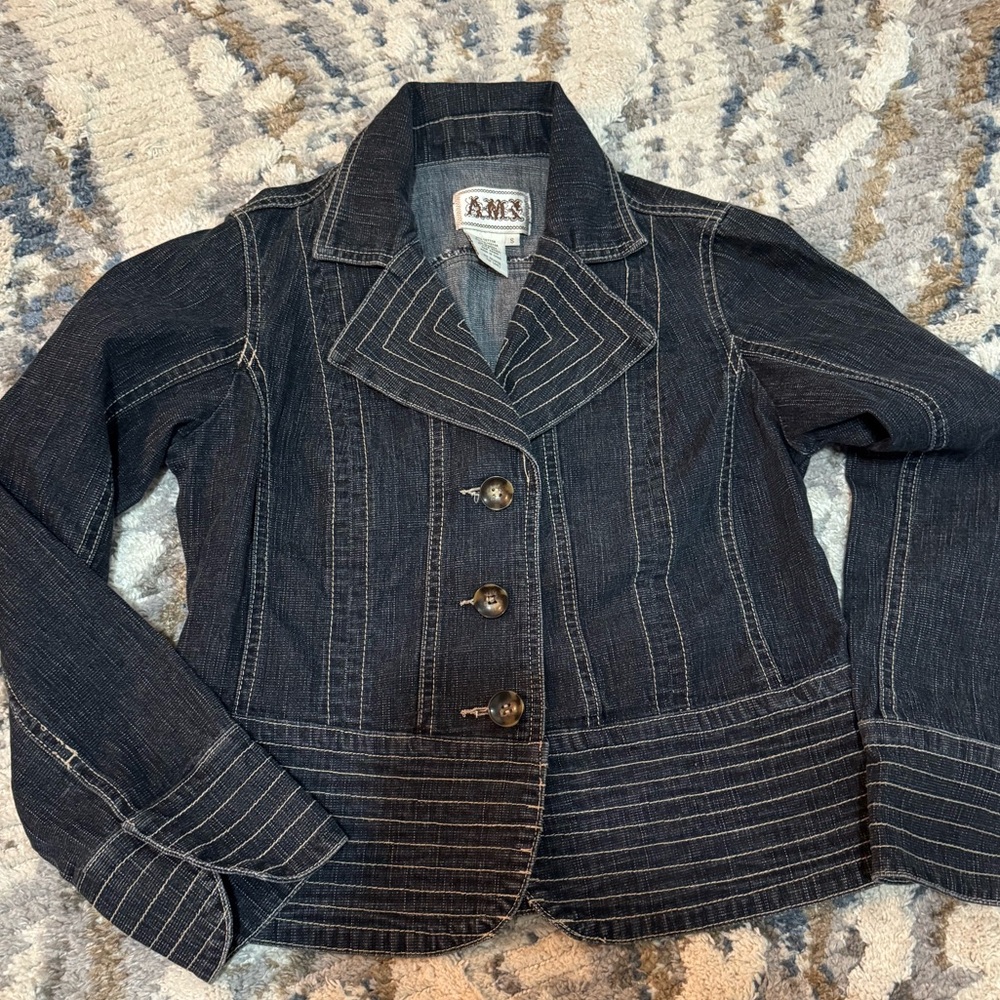 AMX Women's Classic Dark Blue Jean Jacket